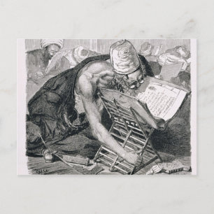 Een geleerd Man geabsorbeerd in de Koran Briefkaart