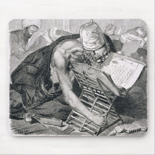 Een geleerd Man geabsorbeerd in de Koran Muismat