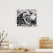 Een geleerd Man geabsorbeerd in de Koran Poster (Keuken)