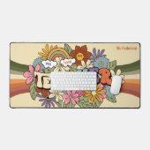 Een geliefde leraar Retro Groovy Floral gepersonal Bureaumat (Keyboard & Muis)