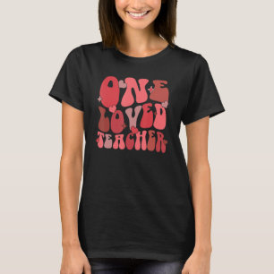 Een geliefde leraar Retro Groovy Love Valentijnse  T-shirt