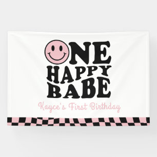 Een gelukkig Babe Wavy Happy Smile Meisje 1e Verja Spandoek
