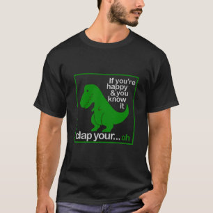 Een gelukkig dino die zijn handen wil klappen t-shirt