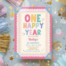 Eén Gelukkig Jaar Whimsical Meisje 1e Verjaardagsf
