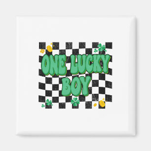 Een gelukkig jongetje St. Patricksdag Groovy Ierse Magneet