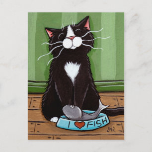 Eén gelukkig Kat - Kat Art Briefkaart