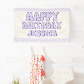 Een gelukkig meisje retro 1e verjaardag spandoek (Insitu)