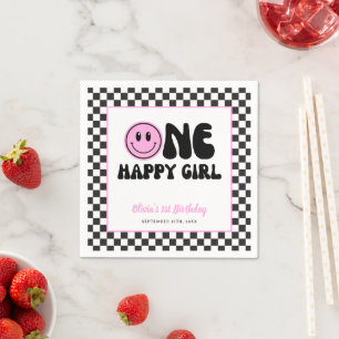 Een gelukkig meisje roze Happy Face Verjaardag Servet