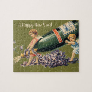 Een Gelukkig Nieuwjaar,  Angels met Champagne Legpuzzel