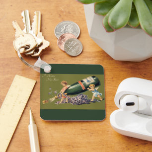 Een Gelukkig Nieuwjaar,  Angels met Champagne Sleutelhanger