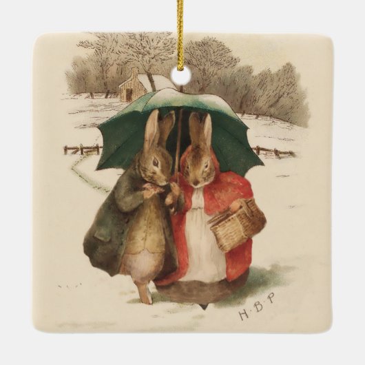 “Een gelukkig paar” van Beatrix Potter Keramisch Ornament (Achterkant)