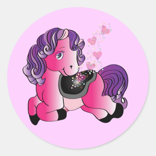 Een gelukkig paard ronde sticker (Voorkant)