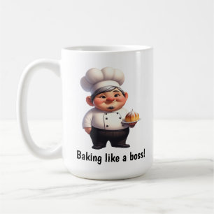 Een Gelukkige Banketbakker die Poseert voor de Cam Koffiemok