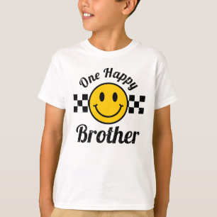 Een Gelukkige Broer Gele Glimlach Verjaardag Match T-shirt