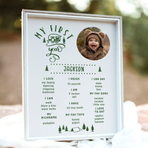 Een gelukkige camper 1e verjaardag Foto Milestone Poster