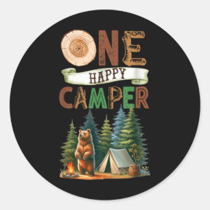 Een gelukkige Camper Eerste Verjaardag Familie Cam Ronde Sticker