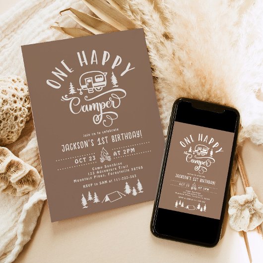 Een gelukkige camper Minimalistische camping 1e ve Kaart