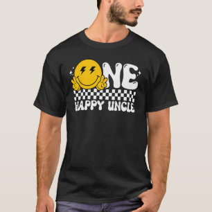 Een gelukkige Dude Oom Groovy 1e Verjaardag Famili T-shirt