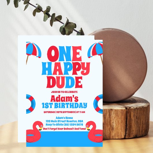 Een gelukkige Dude Tropische Zomer 1e Verjaardag Kaart