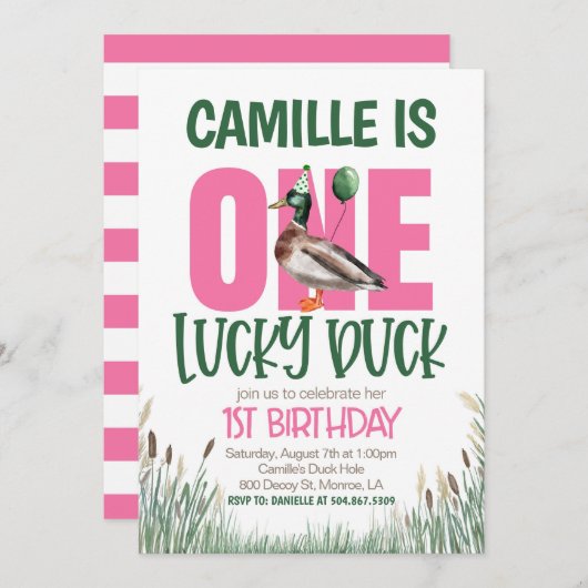 EEN gelukkige eend eerste verjaardag Kaart (Voorkant / Achterkant)