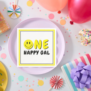Een Gelukkige Gal 1e Verjaardagsfeestje Gele Smile Servet