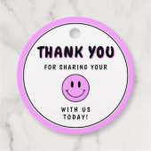 Een gelukkige Gal/Dude Paarse Smiley dank u Bedankjes Labels (Voorkant)