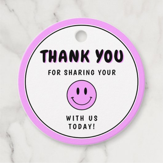 Een gelukkige Gal/Dude Paarse Smiley dank u Bedankjes Labels (Voorkant)