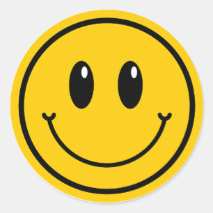 Een Gelukkige Gast Glimlach Emoji Eerste Verjaarda Ronde Sticker