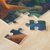 Een gelukkige Grote Witte haai zwemmen - Jigsaw Pu Legpuzzel (Zijkant)