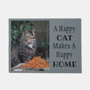 Een gelukkige kat maakt gelukkig huis deurmat