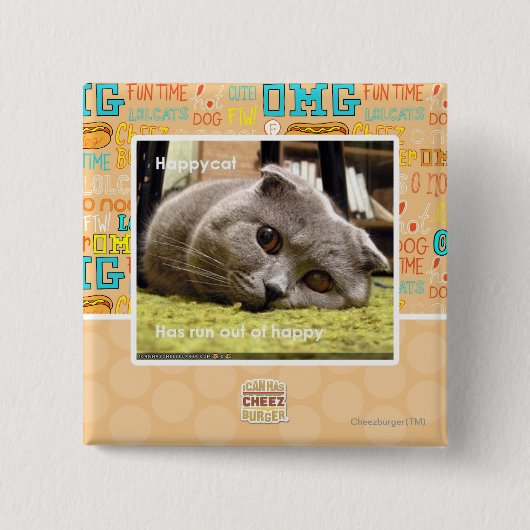 Een gelukkige kat, uit gelukkig vierkante button 5,1 cm (Voorkant)