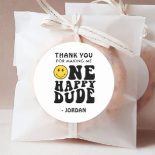 Een gelukkige kerel bedankt je gunst ronde sticker