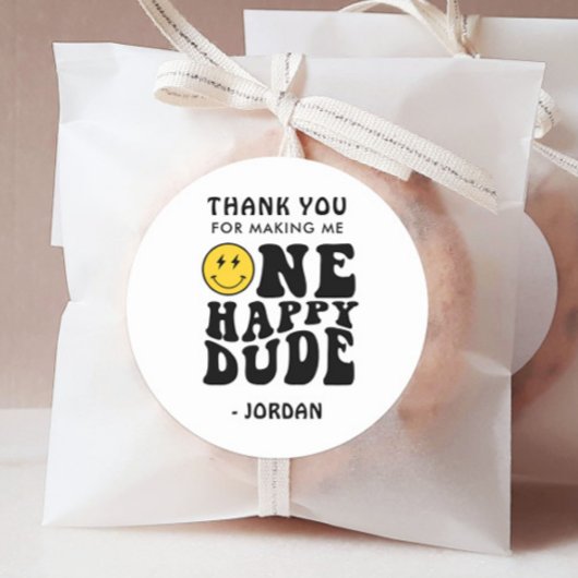 Een gelukkige kerel bedankt je gunst ronde sticker