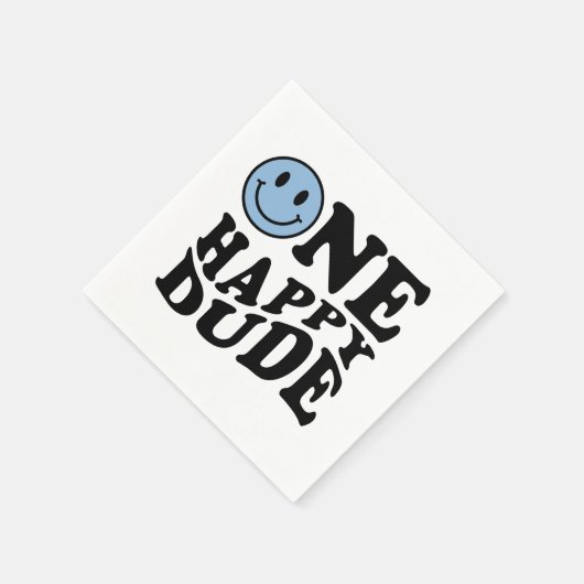 Een gelukkige kerel | Blauwe Retro Preppy Smile Ve Servet (Hoek)