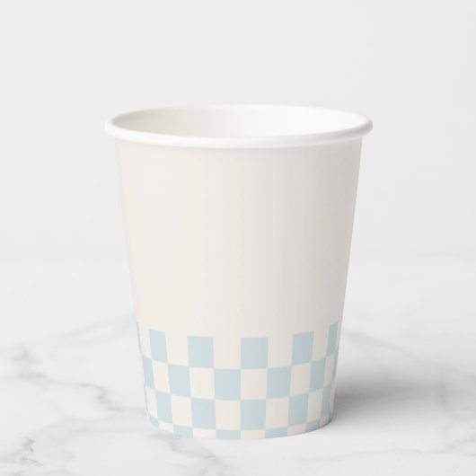 Een gelukkige kerel glimlach gezicht eerste verjaa papieren bekers (Achterkant)