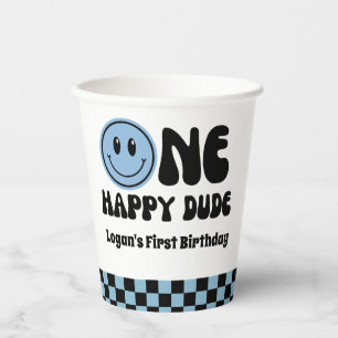 Eén Gelukkige Kerel Jongen 1e Verjaardag Papieren Bekers