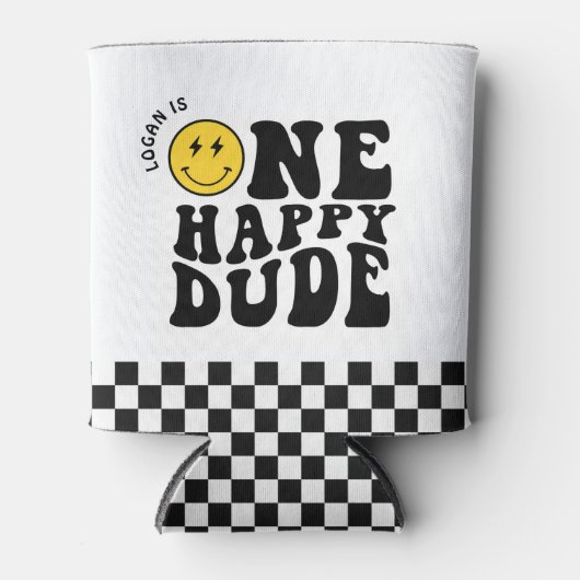 Eén Gelukkige Kerel Smile Face Jongen Eerste Verja Blikjeskoeler (Voorkant)