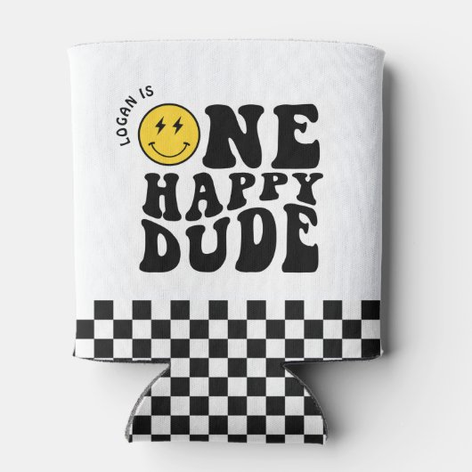 Eén Gelukkige Kerel Smile Face Jongen Eerste Verja Blikjeskoeler (Achterkant)