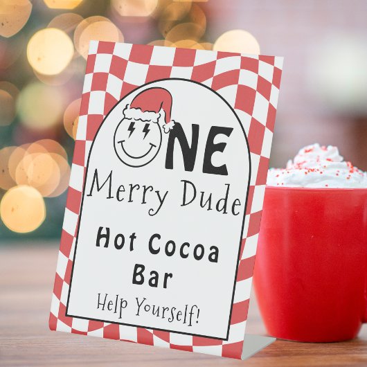 Een gelukkige Kerst Verjaardag Hot Cocoa Bar Reclamebord Met Voetstuk