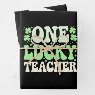 Een gelukkige leraar Groovy retro leraar St. Patri Inpakpapier Vel