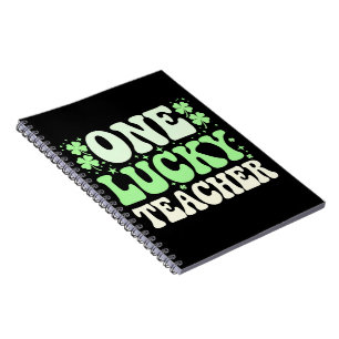 Een gelukkige leraar Groovy retro leraar St. Patri Notitieboek