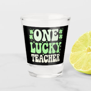 Eén gelukkige leraar Groovy Retro Leraar St. Patri Shot Glas