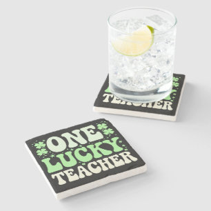 Een gelukkige leraar Groovy retro leraar St. Patri Stenen Onderzetter