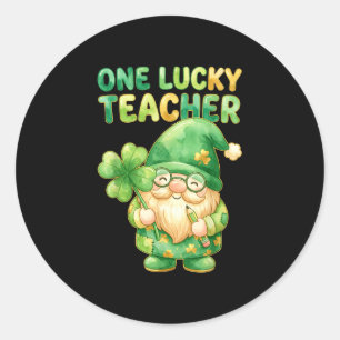Een gelukkige leraar St. Patrick's Day kabouter gr Ronde Sticker