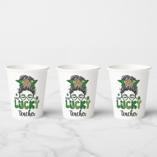 Eén Gelukkige Leraar - St. Patrick's Day Papieren Bekers (Multi)