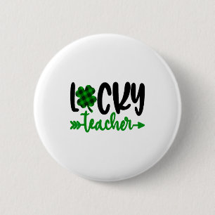Eén gelukkige leraar St. Patrick's Day Shamrock Le Ronde Button 5,7 Cm