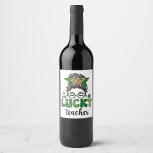 Een gelukkige leraar - St. Patrick's Day Wijn Etiket