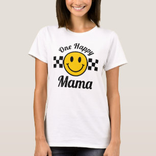 Een gelukkige Mama Gele Glimlach Gezicht Verjaarda T-shirt