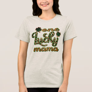 Een gelukkige Mama Leopard Print St Patrick's Day Tri-Blend Shirt
