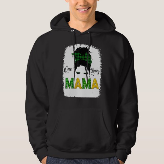 Een gelukkige Mama Messy Bun Leopard St Patrick S Hoodie (Voorkant)